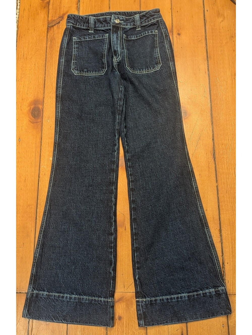 NWOT URBAN OUTFITTERS SAMPLE WIDE LEG DARK WASH CUFFED HEM PREMIUM DENIM | SZ 25